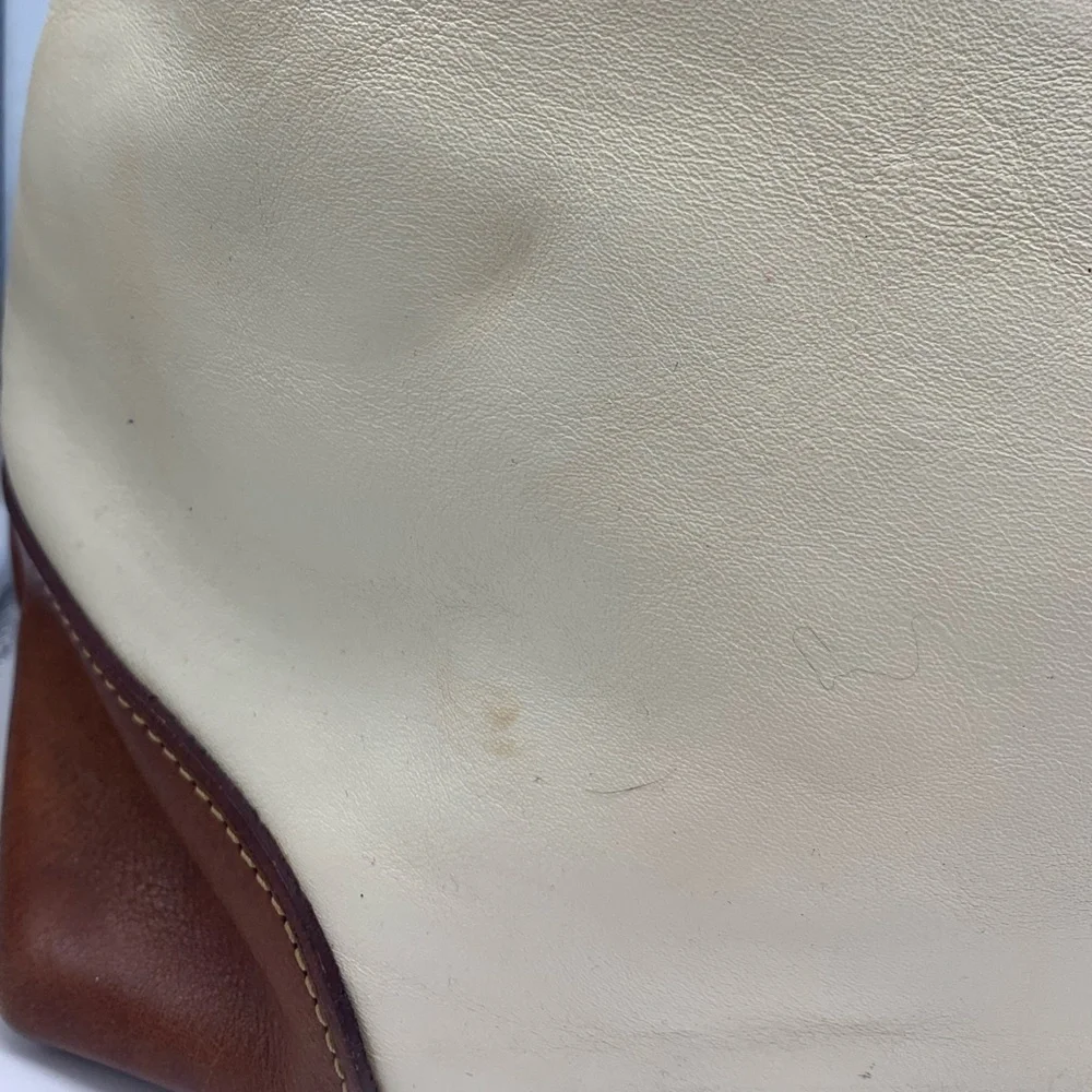 DOONEY And BOURKE genuine florentine vacchetta white leather satchel bag - Picture 7 of 16